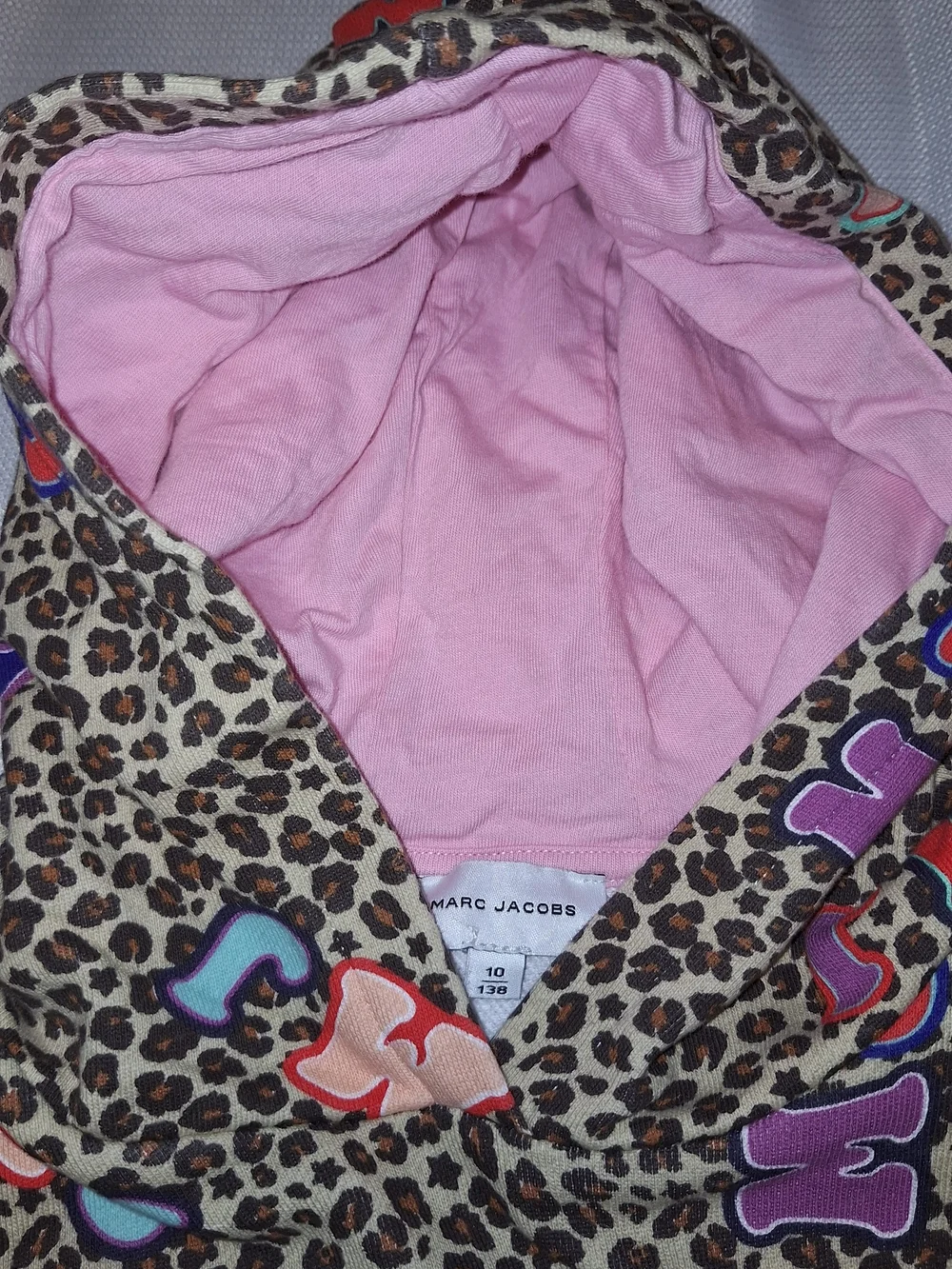 Marc Jacobs Kids Girl Leopard Dress With Hood Sz 10 Cheetah Print MJ Logo 130cm